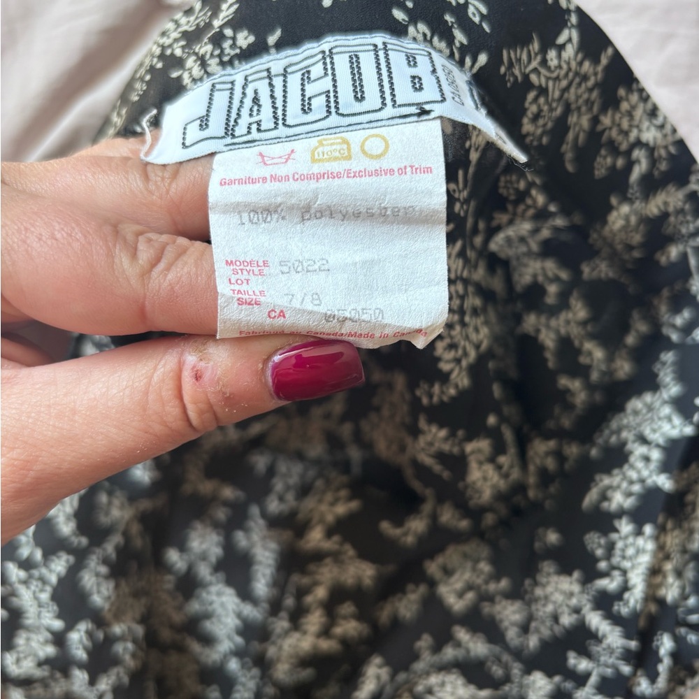 Vintage Jacob Black and White Floral Button Up Midi Skirt Size Small/ XSmall - Picture 6 of 7